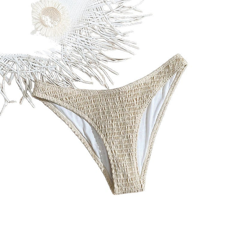 Damen Hochgeschnittene Bikinihose mit Raffung Drune
