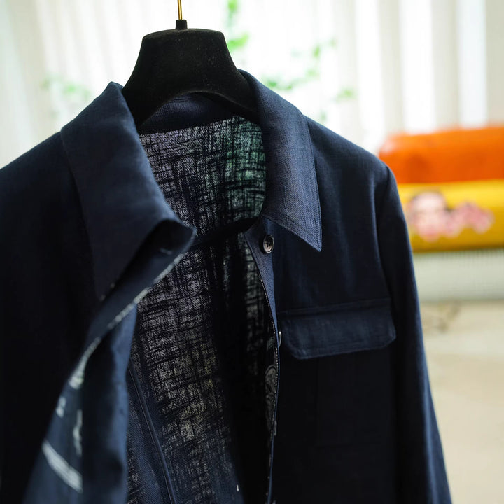 Damen Modische Baumwolljacke mit asymmetrischem Kragen Drune