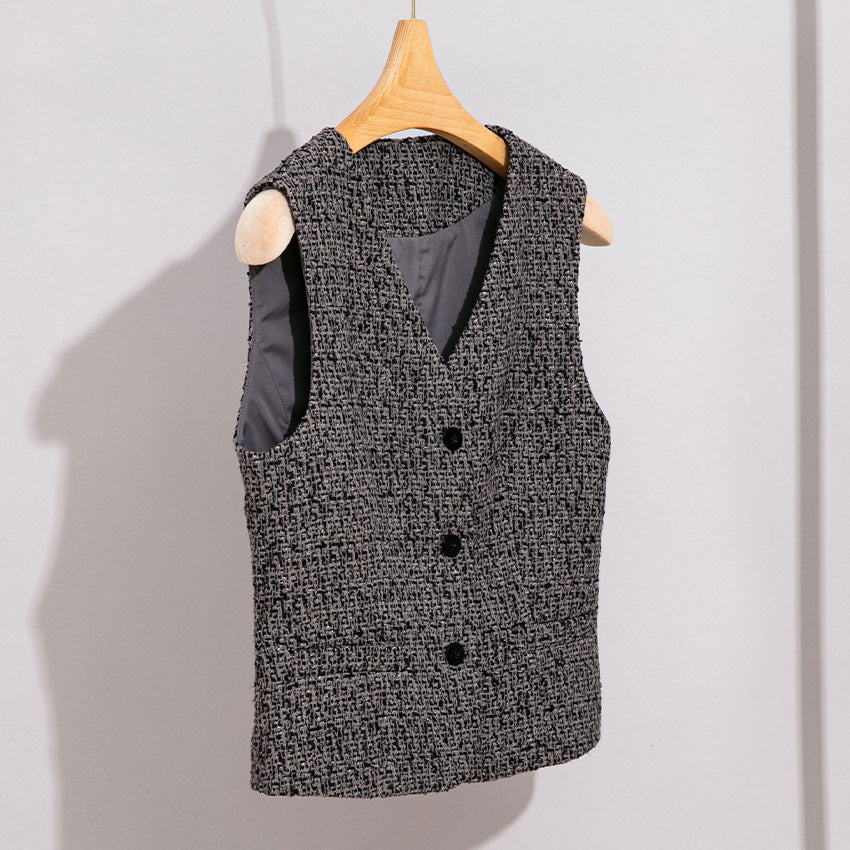 Damen Hochtaillierter Tweed-Midirock mit geradem Schnitt und leichter A‑Linie Drune