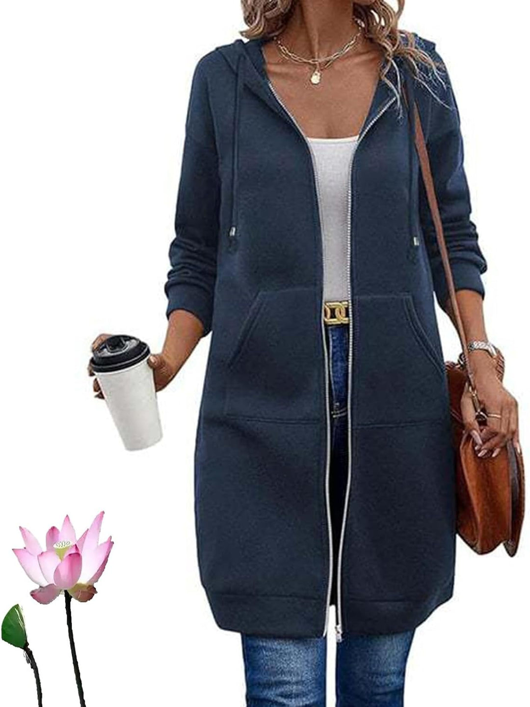Damen Lässige Langarm Hoodie-Jacke