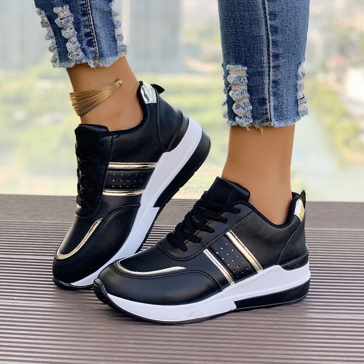 Damen Wedgesneaker mit mittelhohem Plateau, gepolstertem Komfortschaft und elastischem Seiteneinsatz Drune