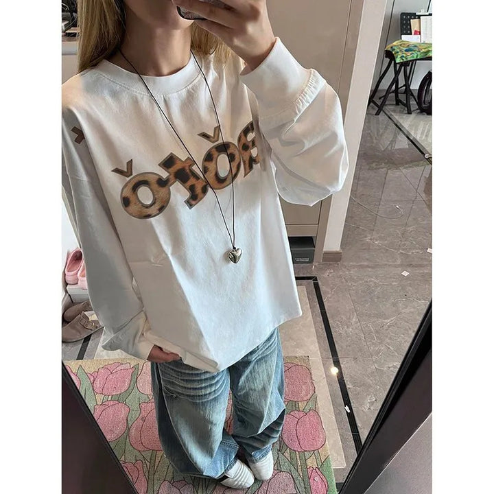 Damen Langarmshirt mit kreativem Grafikdesign Drune