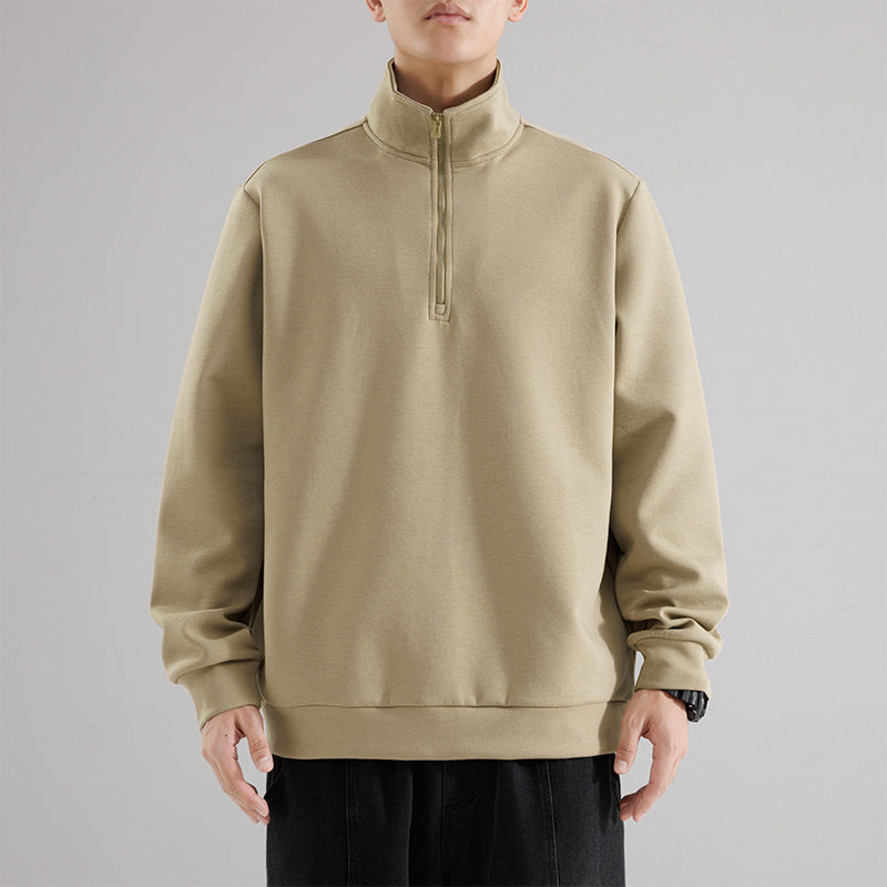 Herren Oversized-Halbzip-Sweatshirt mit hohem Stehkragen, schwerer French-Terry und minimalistischem Design Drune