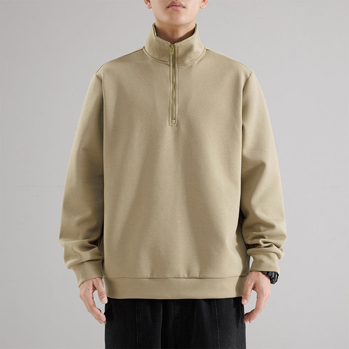Herren Oversized-Halbzip-Sweatshirt mit hohem Stehkragen, schwerer French-Terry und minimalistischem Design Drune