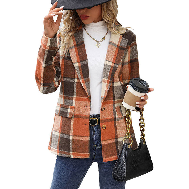 Damen Plaid Blazer Drune