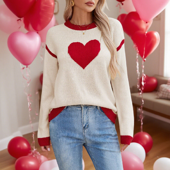 Damen Strickpullover mit Herzmotiv und lässigem Schnitt Drune