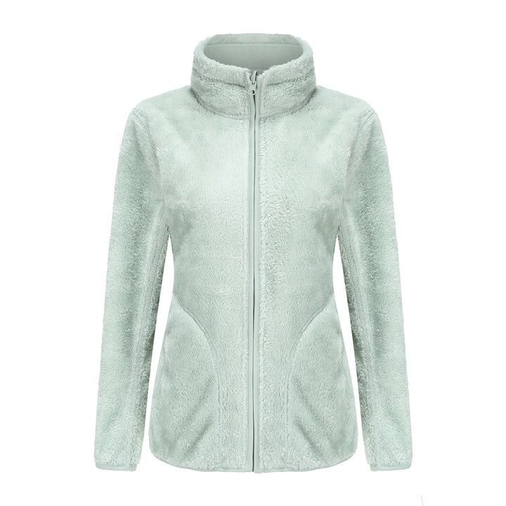 Damen nan kuschelige Fleecejacke mit hohem Stehkragen, durchgehendem Reißverschluss und figurformenden Nähten Drune