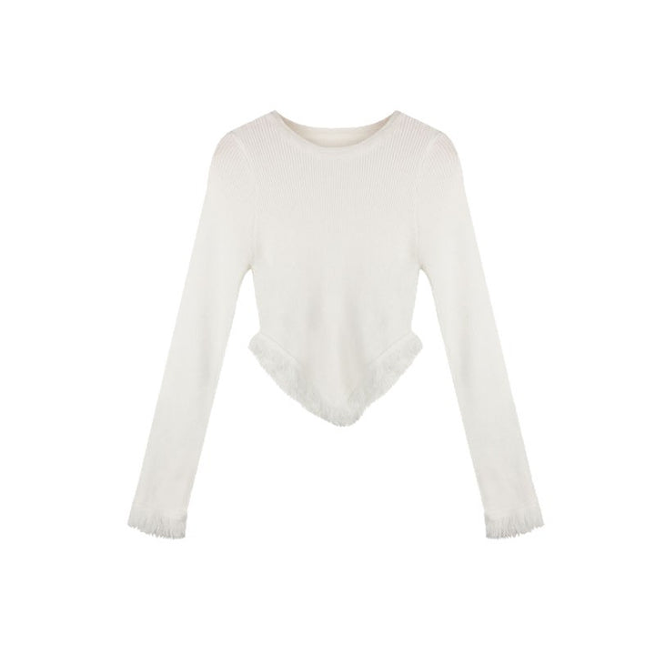 Damen Strickpullover mit Fransen Drune