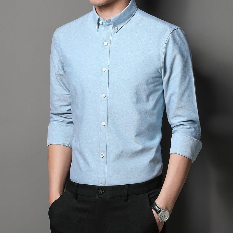 Herren Langarmhemd aus atmungsaktivem Baumwollmix mit modischem Button-Down Kragen Drune