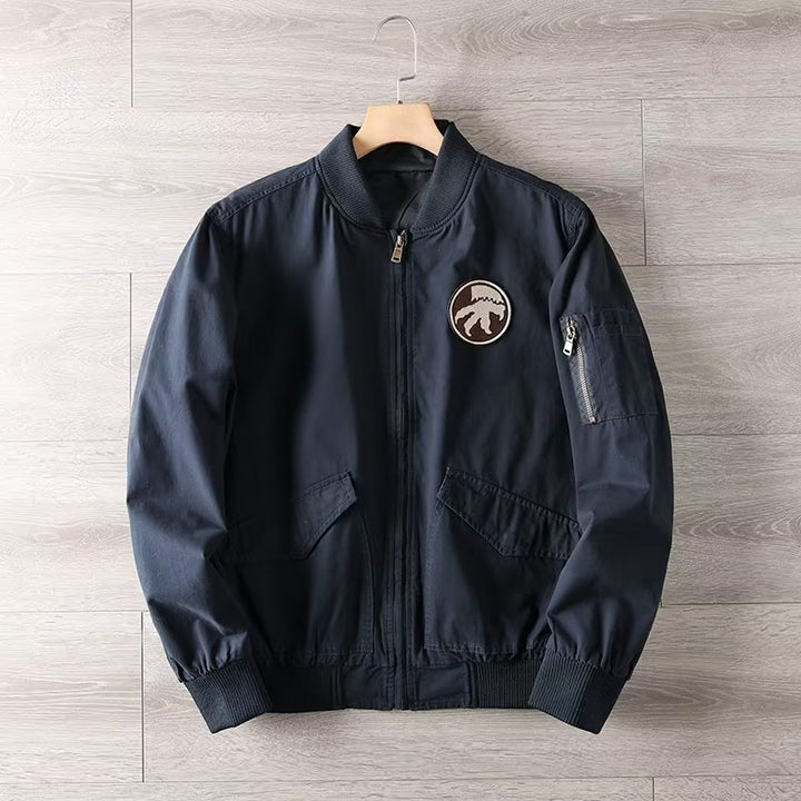 Herren Casual Bomberjacke mit Reißverschluss, Brustpatch und Ärmel-Taschendetail Drune