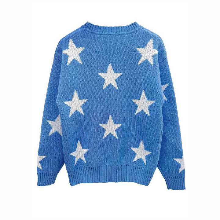 Damen Pullover mit modernem Sternenmuster und lockerer Passform Drune