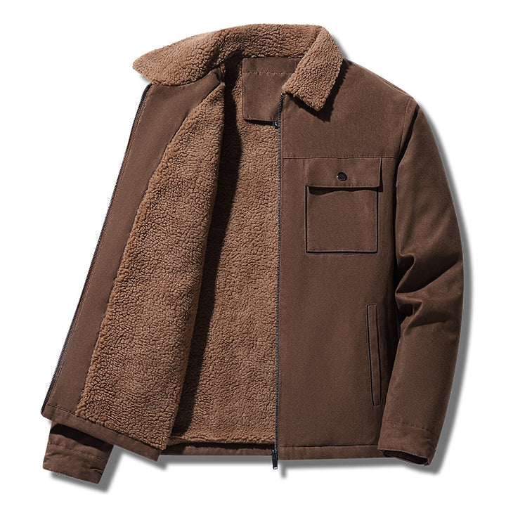Herren gefütterte Sherpa-Canvas-Jacke mit Reißverschluss Drune