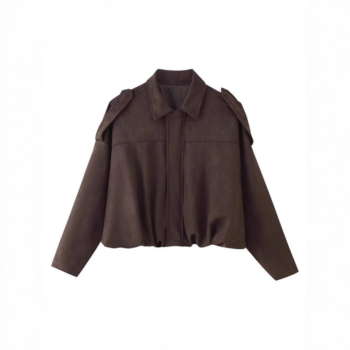 Damen Kurzgeschnittene Oversize Blousonjacke mit Schulterklappen Drune