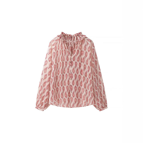 Damen Chiffonbluse mit Volantkragen und Paisley‑Print Drune