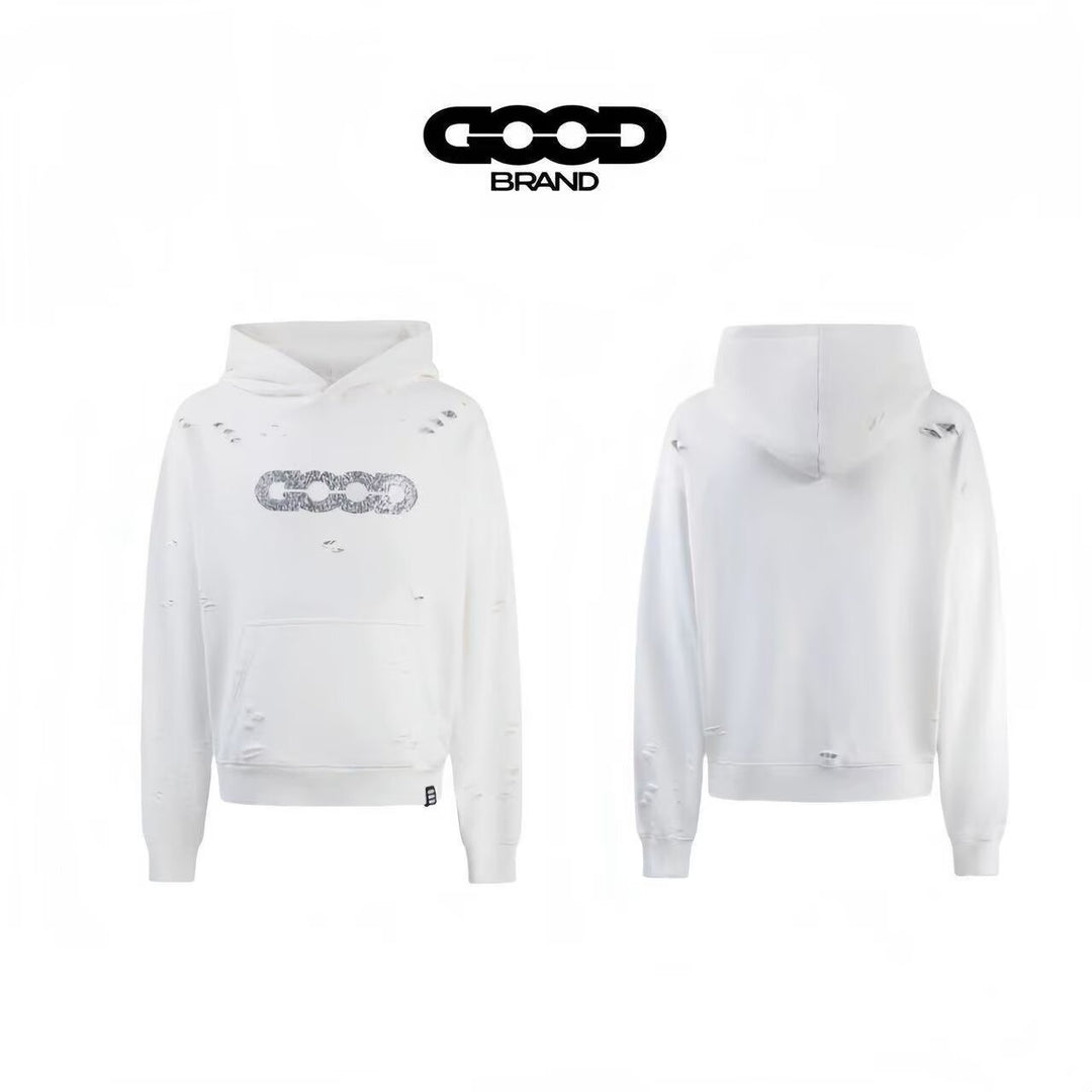 Damen Oversized Kapuzenpullover mit zerrissenen Details Drune