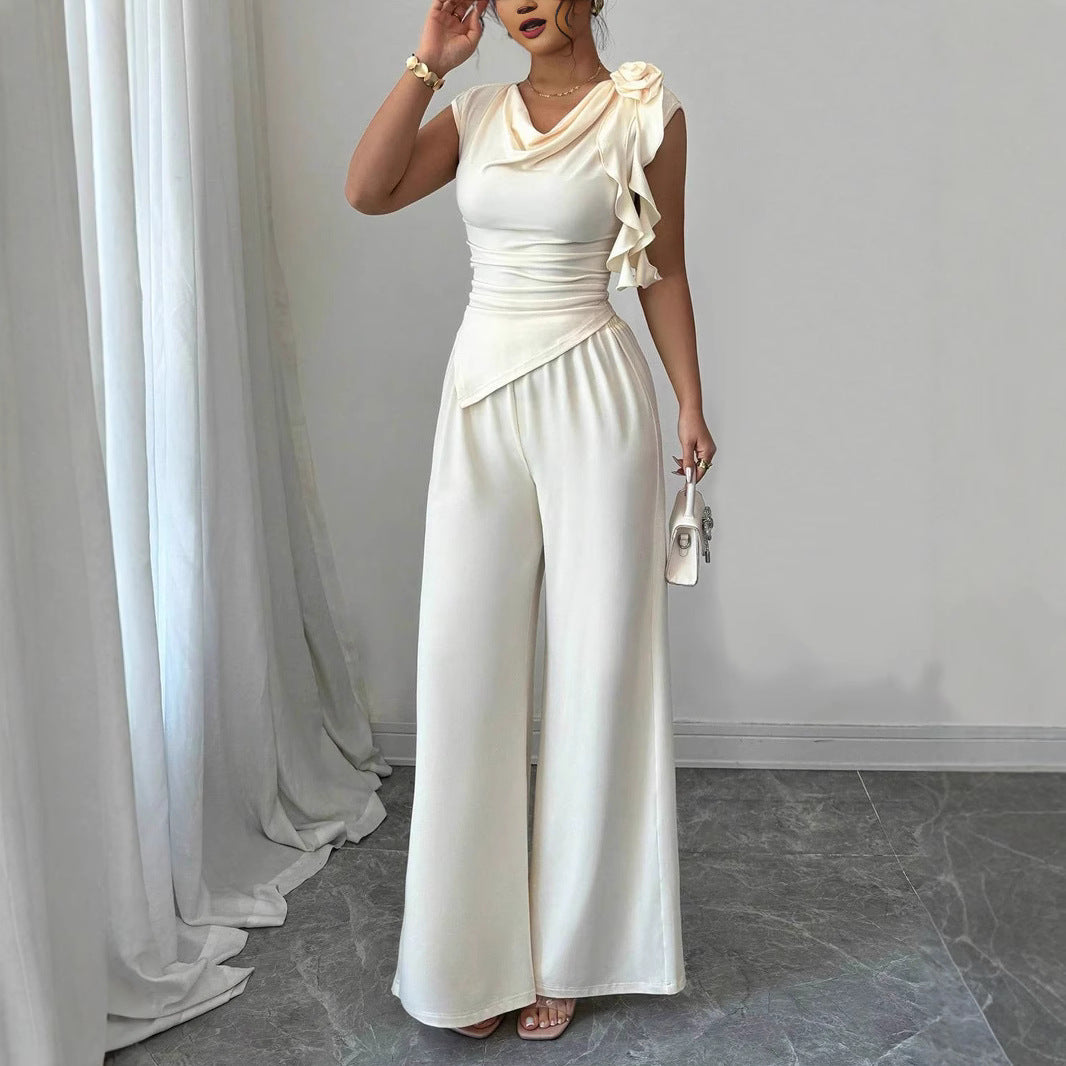 Damen Elegantes Jumpsuit mit Rüschendetails Drune