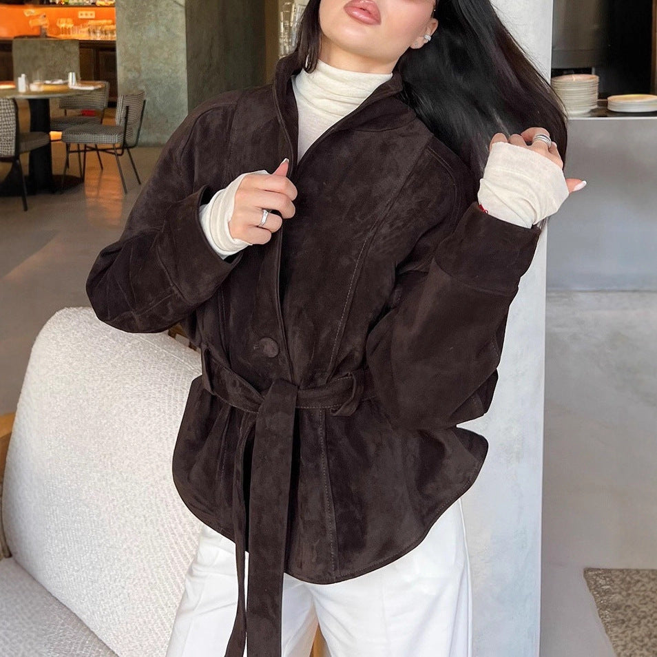 Damen Elegante Wendeblazerjacke aus hochwertigem Wildleder Drune