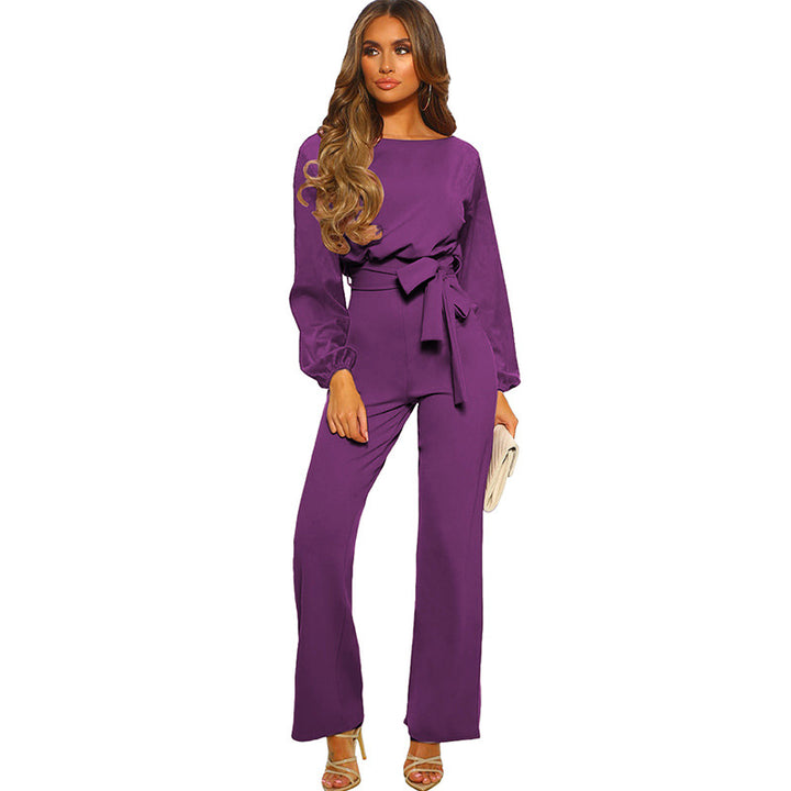 Damen eleganter Jumpsuit mit eleganten Ärmeln und tailliertem Schnitt Drune