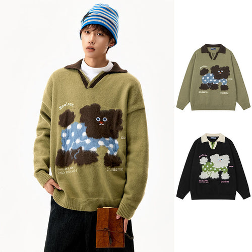 Damen Modischer Grobstrickpullover mit Tiermotiv Drune