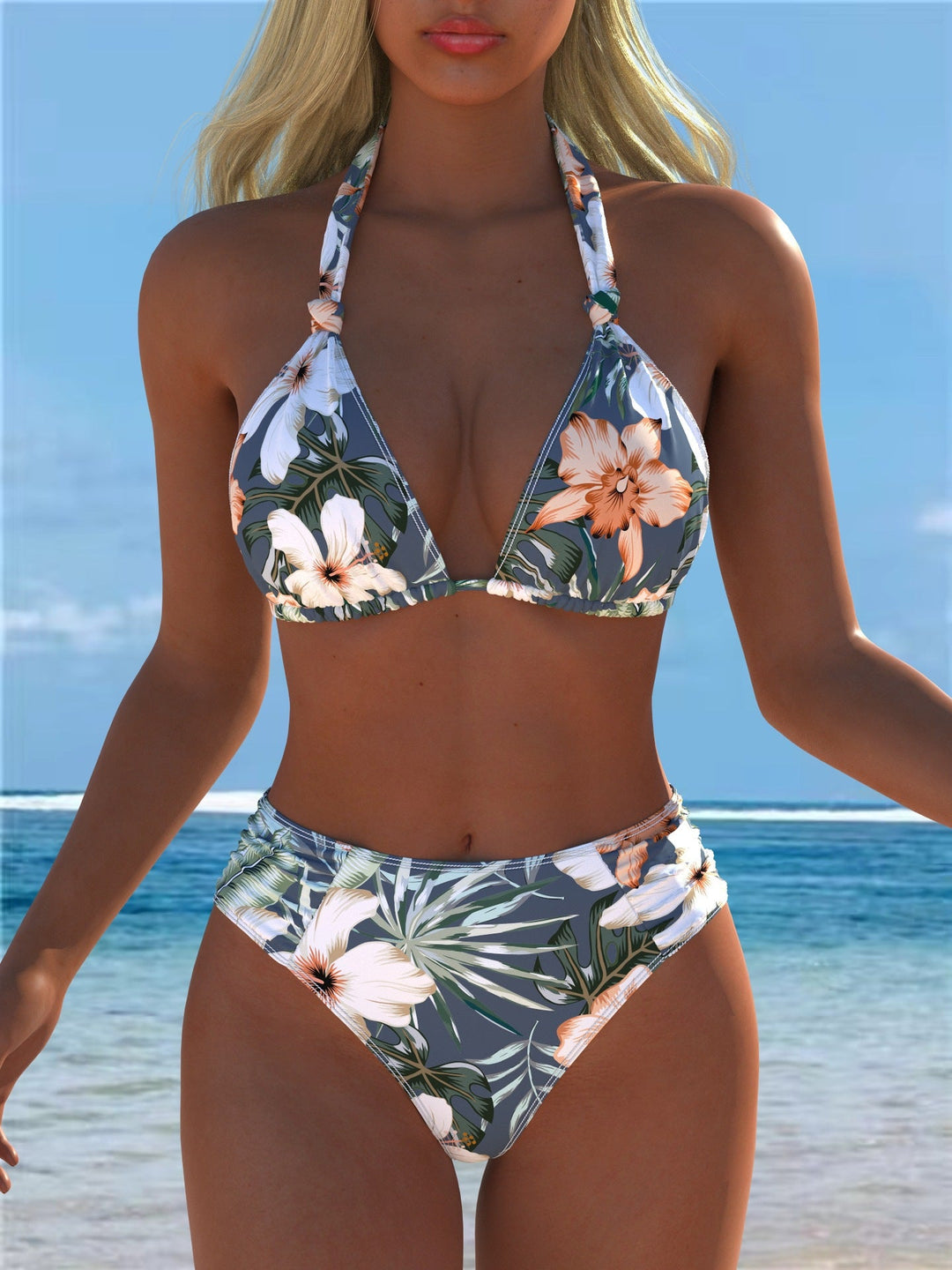 Damen Triangel-Bikini mit hohem Bund und patriotischem Sternen-Muster Drune