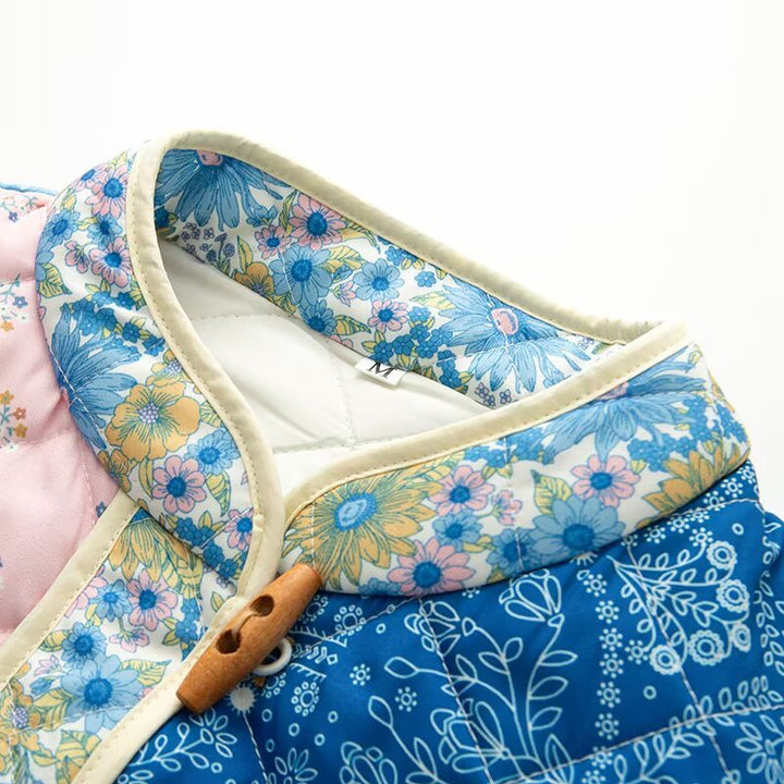 Damen gefütterte Patchwork-Jacke mit praktischen Taschen Drune