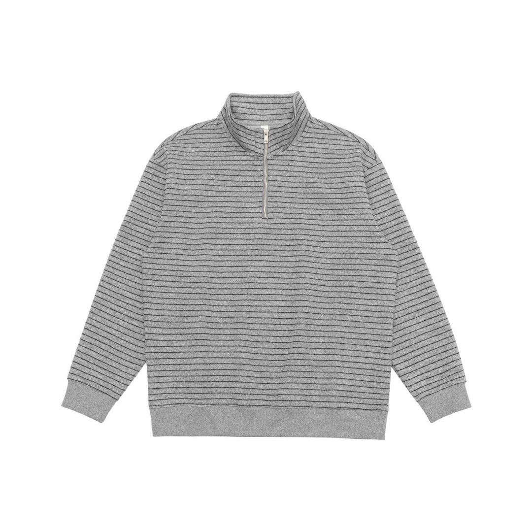 Herren Feinstrick-Halbzip-Pullover mit Stehkragen und feinen Streifen Drune