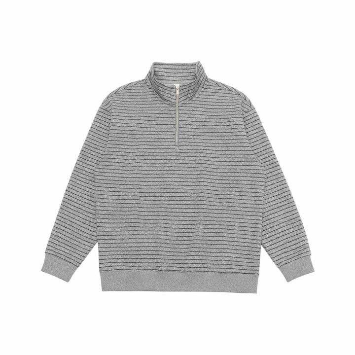 Herren Feinstrick-Halbzip-Pullover mit Stehkragen und feinen Streifen Drune