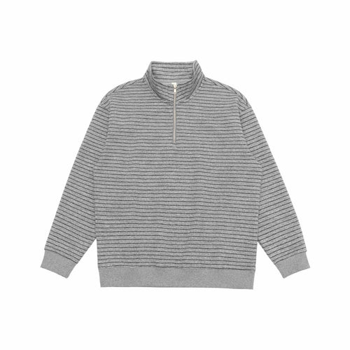 Herren Feinstrick-Halbzip-Pullover mit Stehkragen und feinen Streifen Drune