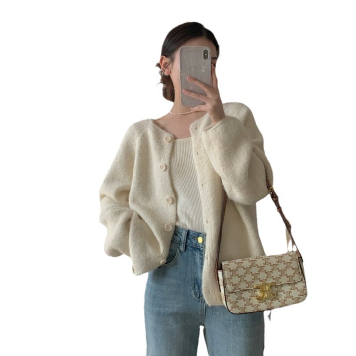 Damen Gemütlicher Cardigan mit Knopfdetails und weitem Schnitt Drune