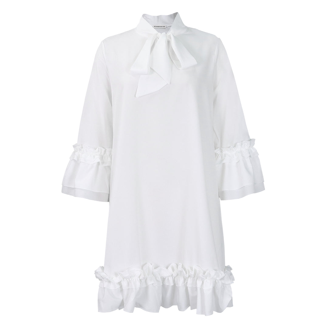 Damen Kleid mit Rüschendetails und schickem Stehkragen Drune