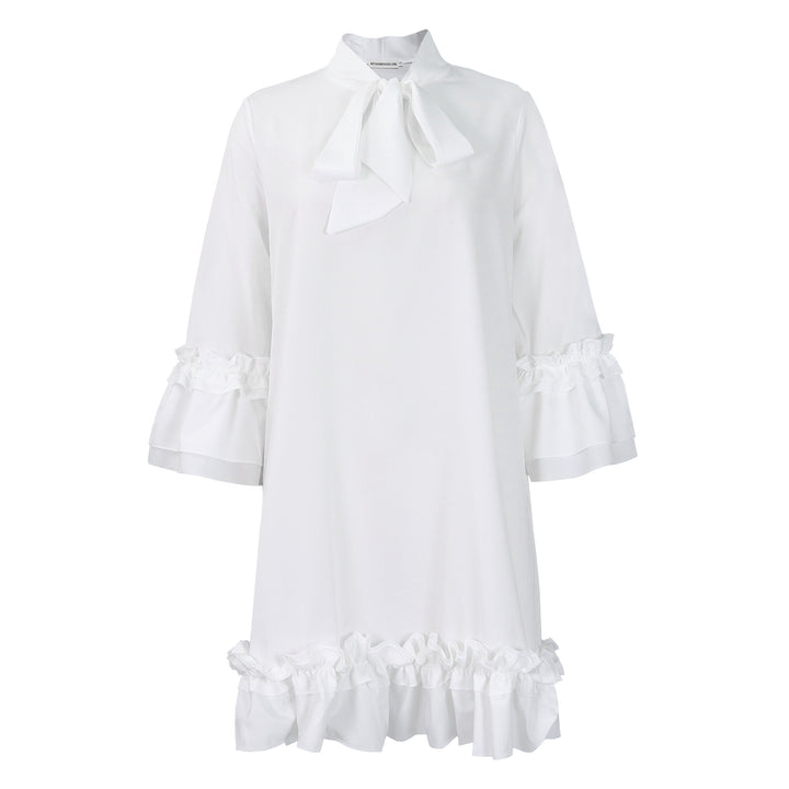 Damen Kleid mit Rüschendetails und schickem Stehkragen Drune