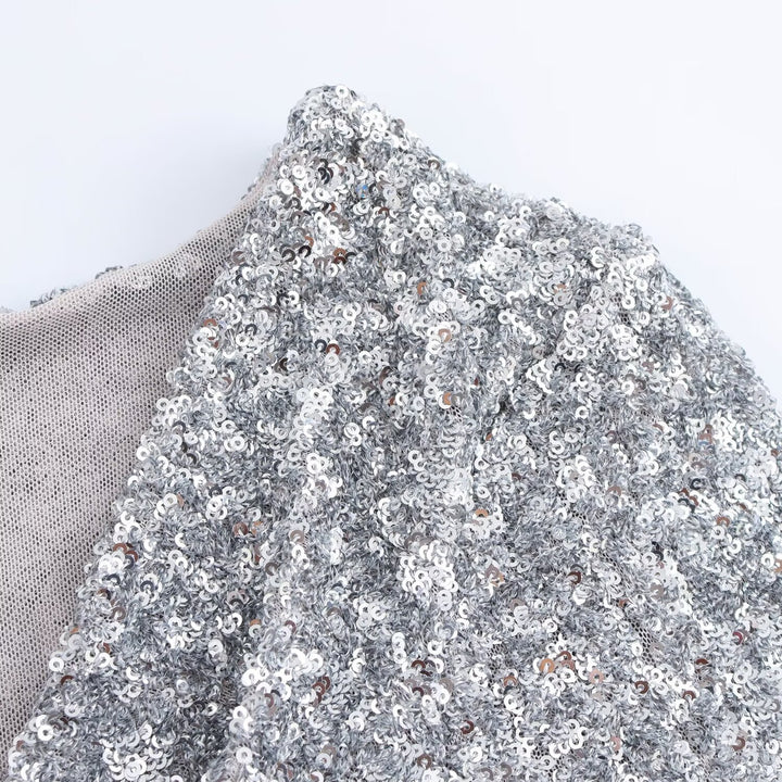 Damen Glitzerndes Langarm-Body Drune