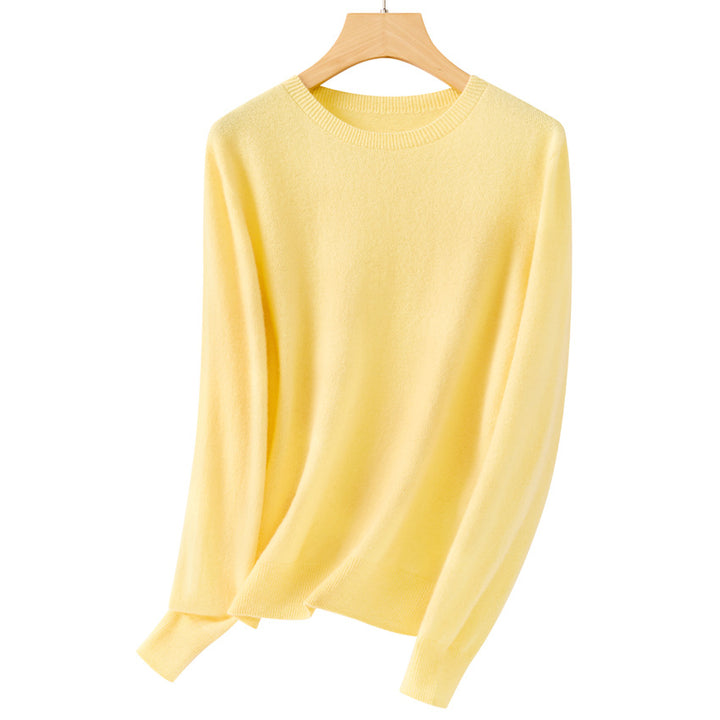 Damen Feiner Rundhals-Pullover aus ultraleichtem Feinstrick mit Rippbündchen Drune
