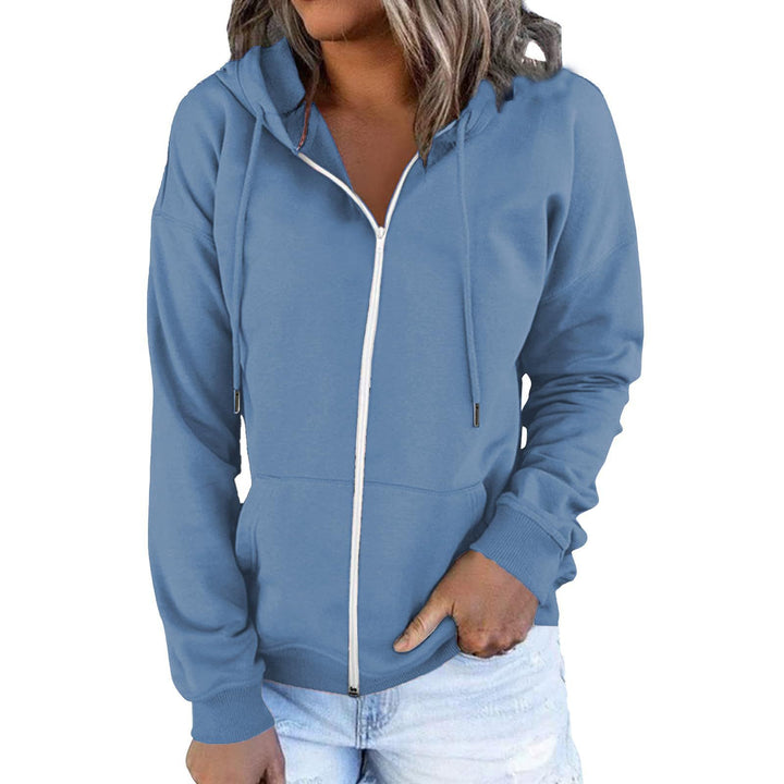 Damen nan leichte Zip-Kapuzenjacke im Relaxed-Fit mit Kängurutasche und gerippten Bündchen Drune