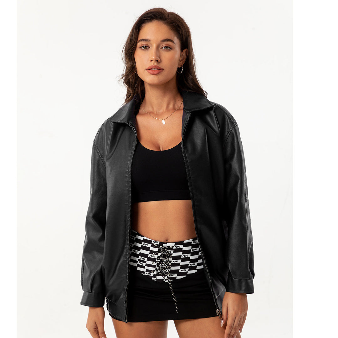 Damen nan leichte Satin Bomberjacke mit Reißverschluss und lockerer Passform Drune