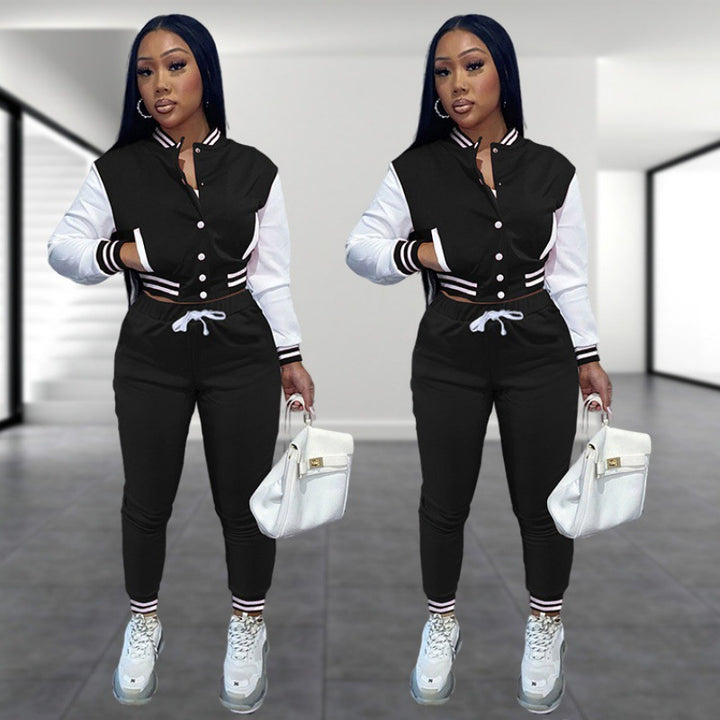 Damen Sportliches Set mit cropped Jacke und Jogginghose im modernen Look Drune