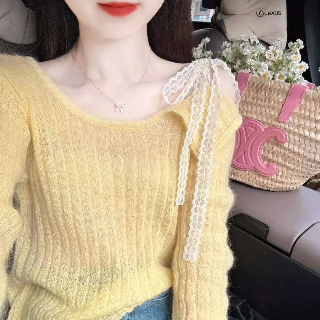 Damen modischer Strickpullover mit lässigem Schnitt und feinem Rippdesign Drune