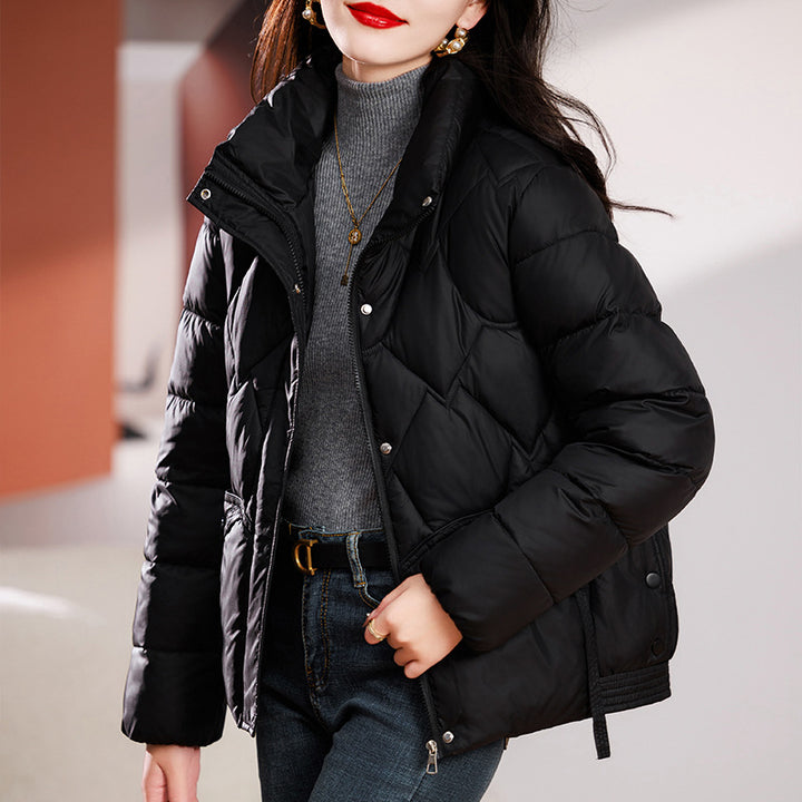 Damen Kurze Steppjacke mit Kapuze und praktischen Taschen Drune