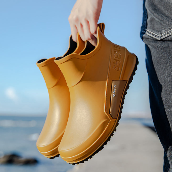 Herren Wasserdichte Gummi-AnklDruneoots im Chelsea-Stil mit rutschfester Profillaufsohle Drune