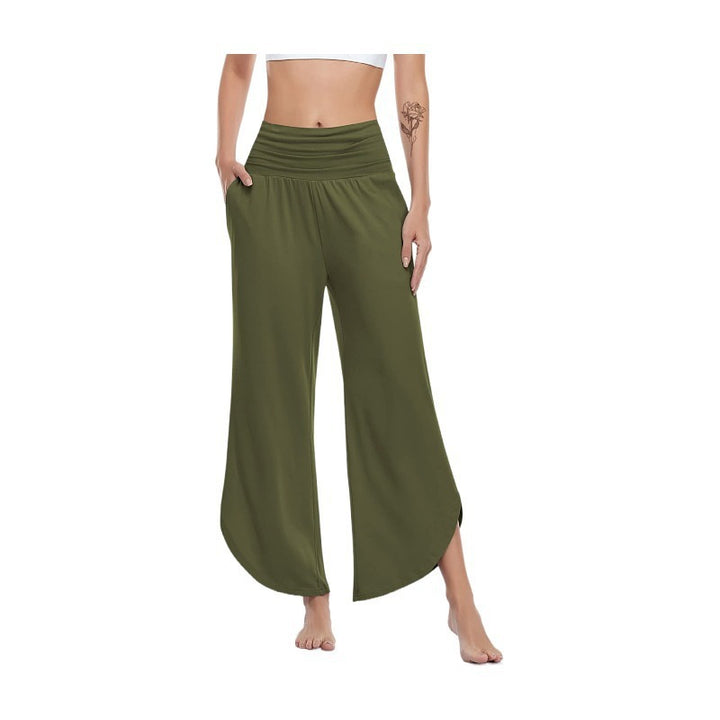 Damen Weite Palazzo-Hosen mit flexiblem Bund und seitlichen Schlitzen Drune