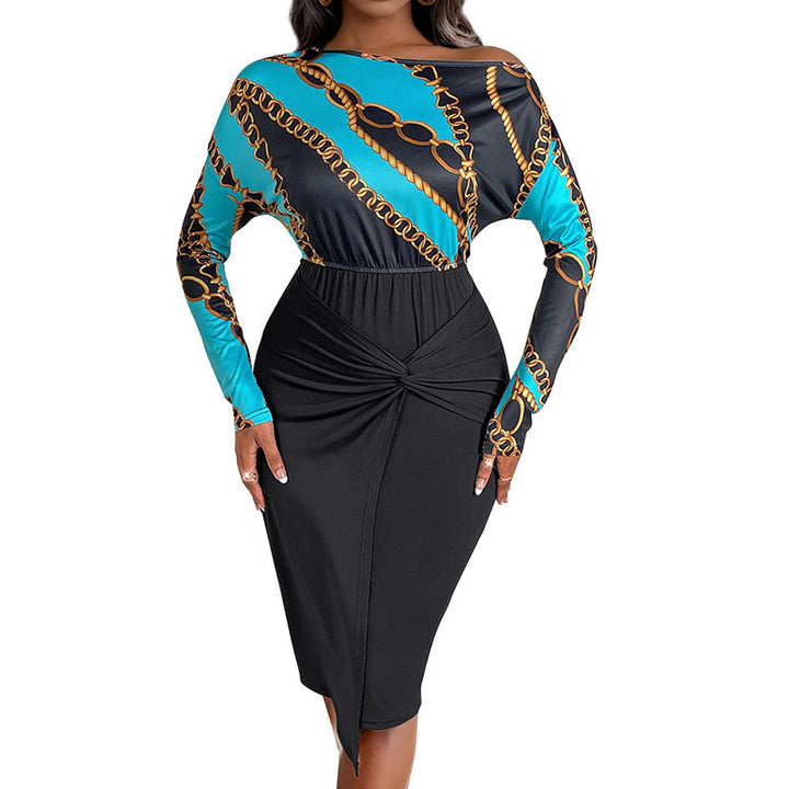 Damen Elegantes Knielanges Kleid mit Drapierungsdetails Drune