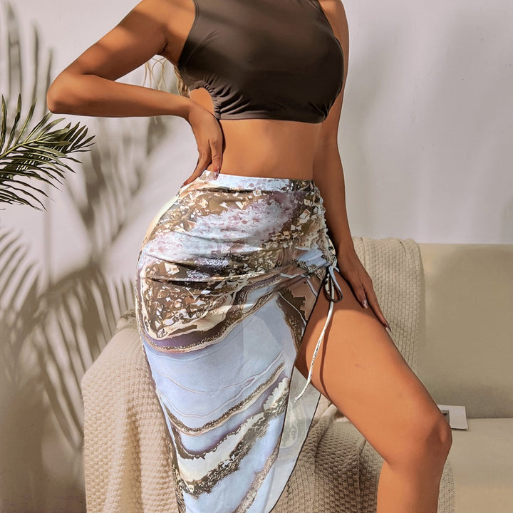 Damen Crop-Top und glänzender Wickelrock Drune