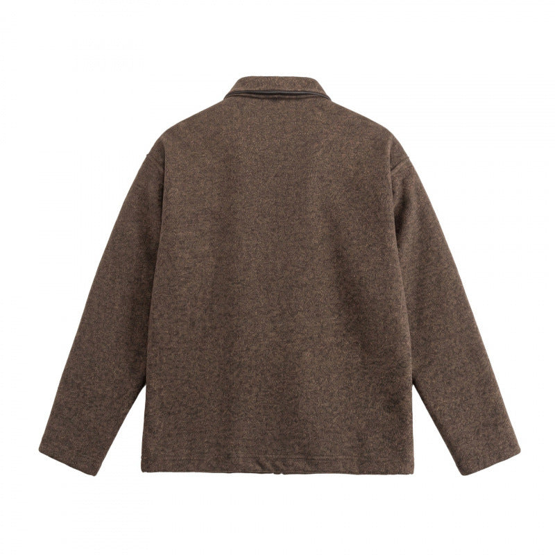 Unisex Boxy-Polo-Pullover aus Wollmix mit Henley-Knopfleiste und geradem Saum Drune