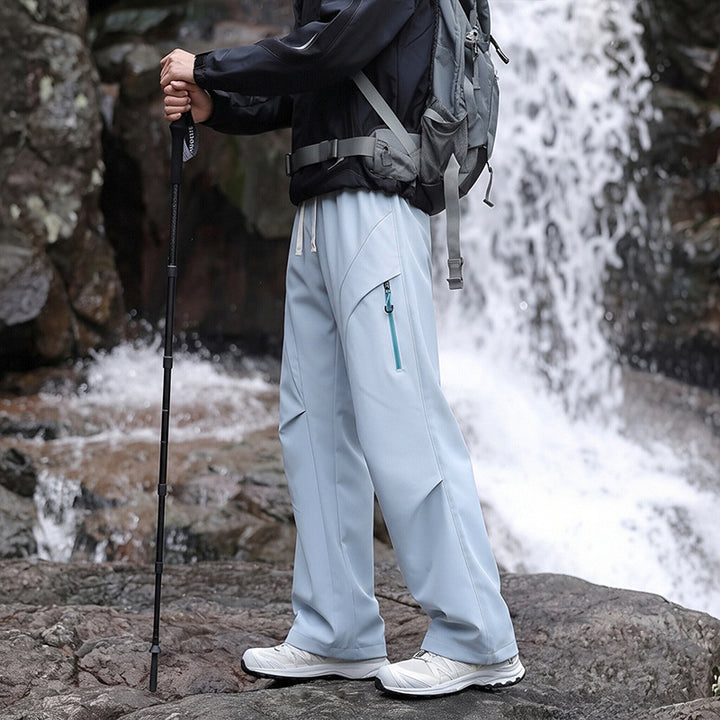 Unisex Wasserabweisende technische Cargo-Hose mit weitem Bein, Reißverschlusstaschen und Kordelzug Drune