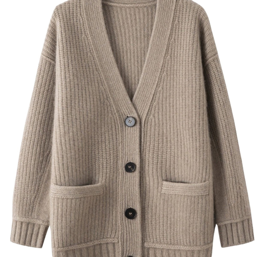 Damen kuschelige Strickjacke mit großen Taschen Drune