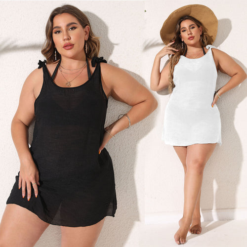 Damen luftiger Strandkleid mit besonderen Trägerdetails Drune