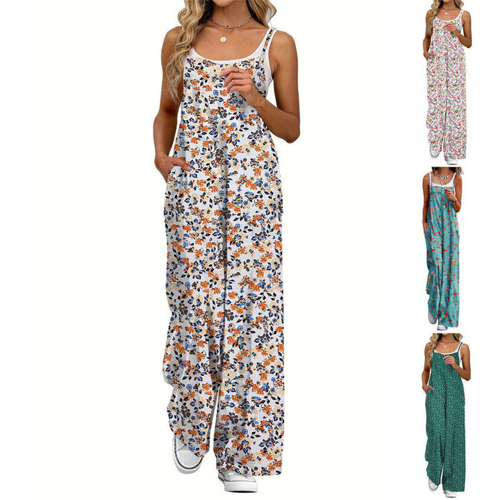 Damen Lässiger Jumpsuit mit floralen Mustern und praktischen Taschen Drune