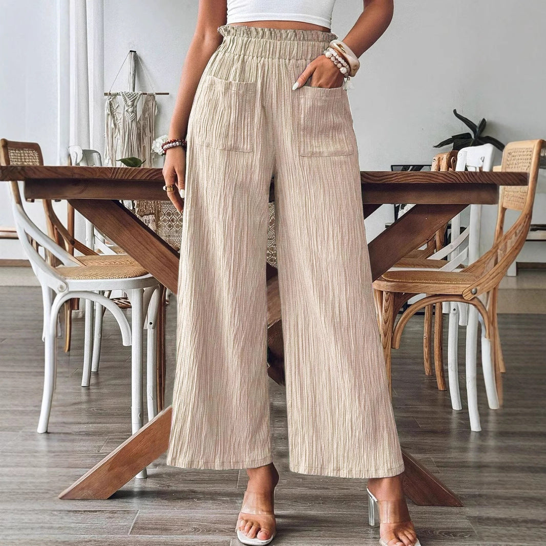 Damen Weitbeinige Hose mit elastischem Bund und praktischen Taschen Drune