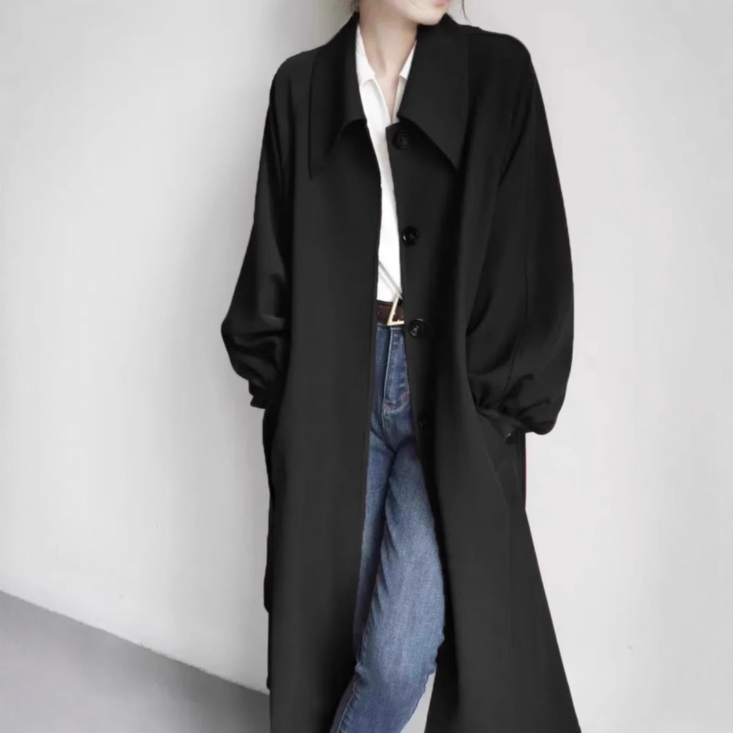 Damen Lange modische Jacke mit großem Kragen Drune