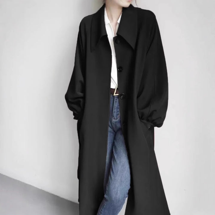 Damen Lange modische Jacke mit großem Kragen Drune